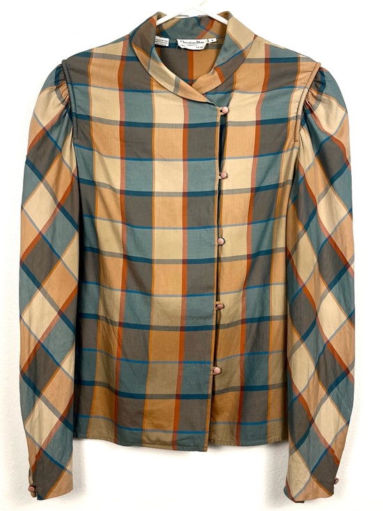 Dior Tops - Christian Dior Vintage Separates Plaid Buttondown Long Sleeve Blouse Top Size 8